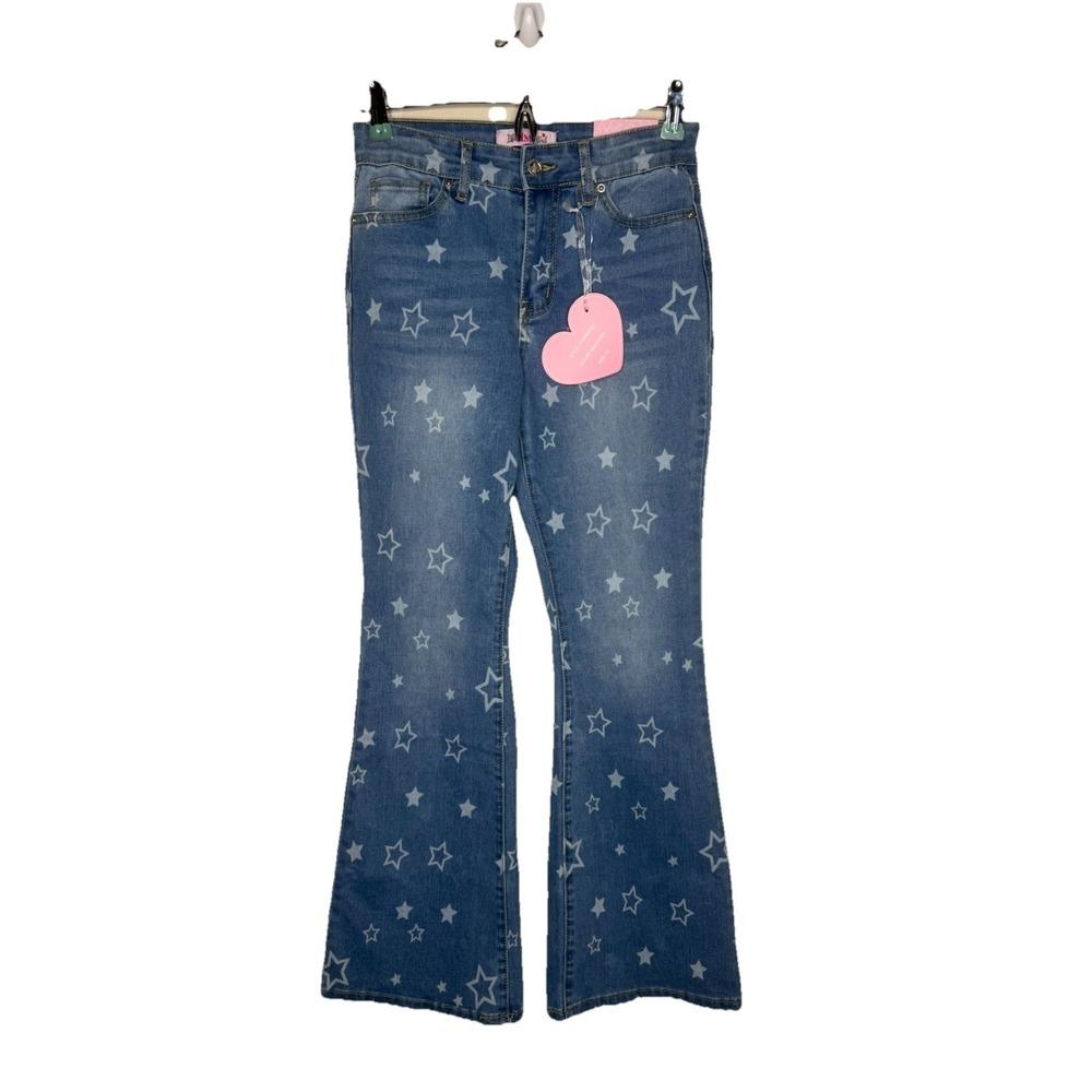 1st Kiss Girls Flare Jeans Size 14 Blue Denim Stars